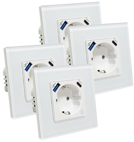 LED ATOMANT 4x Enchufe Pared Wifi 16A USB/USB C APP Medidor Consumo | Compatible con Alexa y Google Assistant, App Smart Life