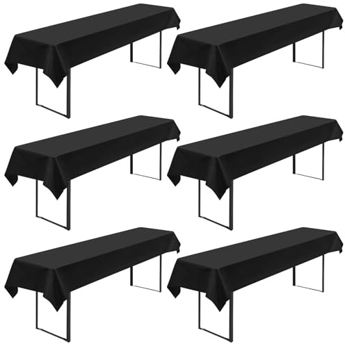 6 Stück Schwarz Biertisch Tischdecke 250x100cm,Universal für 50cm u.70cm Bier Tischdecke für Biertisch, Opaque Polyester Tischdecke Bierzeltgarnitur,Tischdecken Rechteckige Tischdecken Waschbar