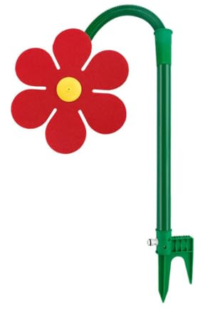 Crazy Daisy - Aspersor giratorio de 360° para flores de plástico con estaca, sistema de riego para jardín, césped, patio, juegos acuáticos para niños (rojo)