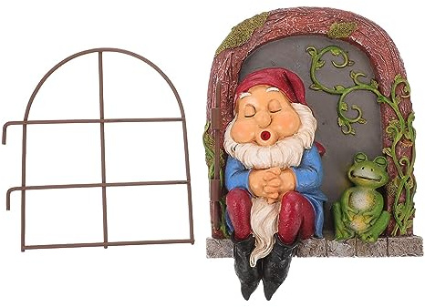 Yardenfun Poupée Naine en Résine Suspendue pour Arbre Jardin, Décoration Figurine Nain Endormi Grenouille, Ornements Extérieurs pour Cour, Sculpture Décorative Réaliste en Couleur Vive