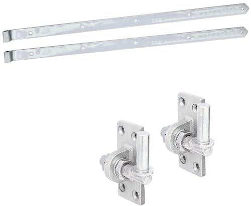 siwitec Ladenband 1000 mm, 2er-Set mit Kloben, Dorn in der Breite verstellbar, Ø16 mm, gerade/abger., witterungsbeständig, Torband, Türband Gartentor, Torscharnier