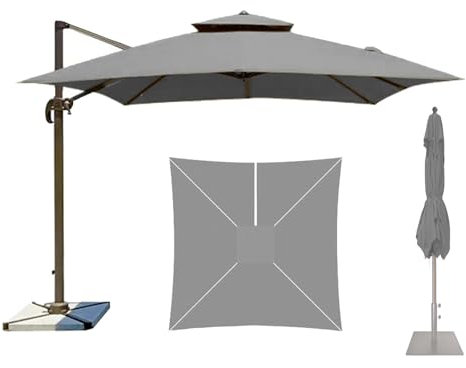 CENPENYA Toldo de Recambio de Sombrilla de 3x3m/2.5x2.5m/4x3m Toldo de Repuesto para Sombrilla de Patio, Tela Repuesto Sombrilla para Jardín, Patio, Piscina, Terrazas (Grey,4×3m)