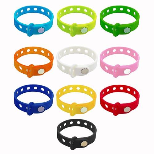 duoyif Braccialetti di identificazione regolabile, 10 pezzi Braccialetti in Silicone con Bottoni, Braccialetto Eventi Impermeabili per Fine Festa Compleanno Amicizia Festival e Sportive (10 colori)