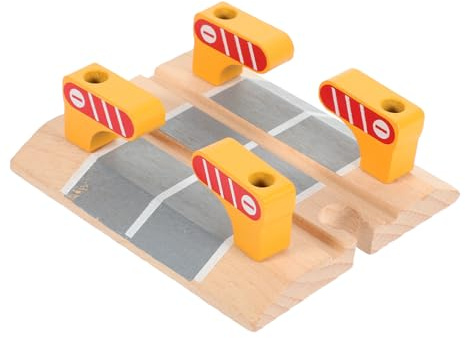 WOONEKY Wooden Railway Train Track Barrier DIY Railing Model for Educational Car Transport Plaything Sturdy Construction Easy to Install Enhances Motor Skills and Cognitive Development