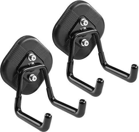 BPOPO 2 Pack Large Garage Magnetic Hooks for Hanging,Strong Magnetic Tool Hooks and Utility Hooks with Anti-Scratch Rubber Coating,Ideal for Garage, Cruise, RV, and Workshop