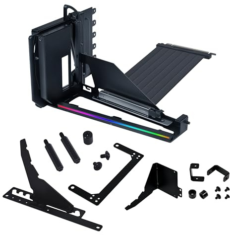 Lian Li ATX PC Case 4 Slots Vertical GPU Kit (VG4v4) - Premium Gen 5 Riser Cable PCI-E 5.0 x16-200mm, PCIe 3.0/4.0 Compatible, Adjustable Position - Fits Most PC Cases (VG4v4 Black)