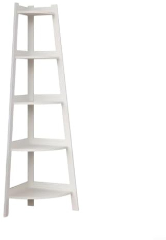 EXTRWORY 5-Tier Corner Ladder Shelf Industrial Style PVC Storage Rack For Living Room Bathroom Balcony White