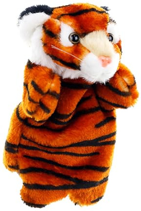 Tiger-fingerdockor – tigerplyschdjur, rolig mjuk tygdocka | tecknade djur-handdockor | Genérico marionetter för barn, vuxna, barn, förskola, födelsedagspresenter, djurparksvänner, lejonform