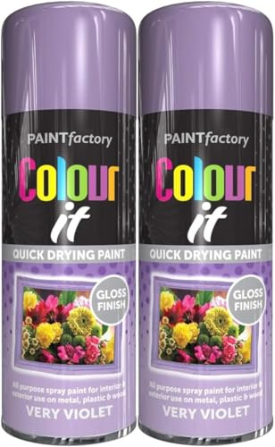 MSQUARE Quick Drying Paint Spray, Gloss Finish, Fast-Drying, Smooth Coverage, Chip & Weather Resistant, Long-Lasting, Ideal for DIY Projects, Crafts & Home Décor, Very Violet, 400ml (Pack of 2)