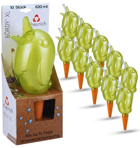 Scheurich Wasserspender XL Grün 10 Stück - 620ml Wasser für bis zu 7 Tage Green Pearl Höhe 29 cm mit Tonkegel