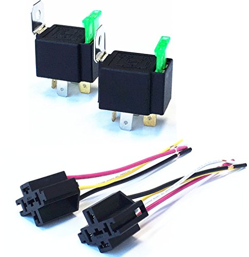 Qiorange 2tlg 12V 30A Relais Sicherung EIN/Aus 4-Pin Leistungsrelais mit Sicherung Buchse Stecker für KFZ Motorrad Boot Oldtimer Auto (2 Set 12V/30A)