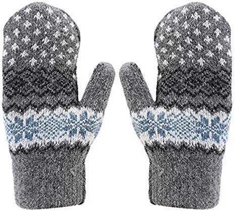 Handschuhe Damen Fäustlinge Schneeflocke warm Winterhandschuhe weich Strick Strickhandschuhe mit Fleecefutter Zopfmuster Dicke Damenhandschuhe Fahrradschuhe Gloves Laufen Outdoor Camping Fahrrad