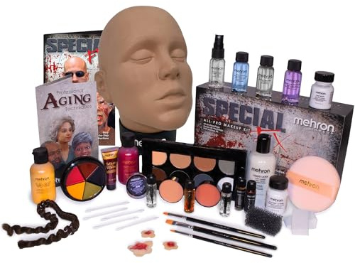 Mehron Makeup Special FX All-Pro Makeup Kit with Practice Head | Complete Professional Stage Kit Includes Practice Head | Special Effects for Theatre, Halloween, & Cosplay