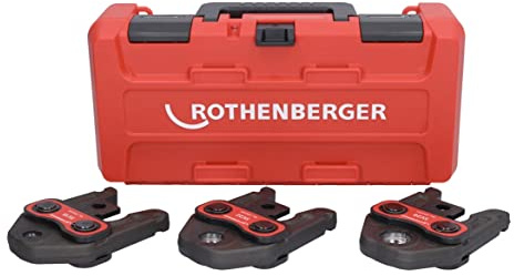 ROTHENBERGER Pressbackeset Standard, SV Pressbacken Kontur, 15mm-22mm-28mm Arbeitsbereich Durchmesser | 1000002068 | Pressbacke, Presszange, Pressbacke für Pressfittinge, Set