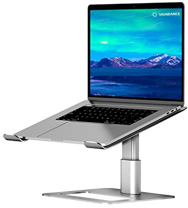 SOUNDANCE Adjustable Laptop Stand for Desk, Computer Stand, Ergonomic Laptop Riser Holder Compatible with 10 to 17.3 Inches Notebook PC Computer (Silver)
