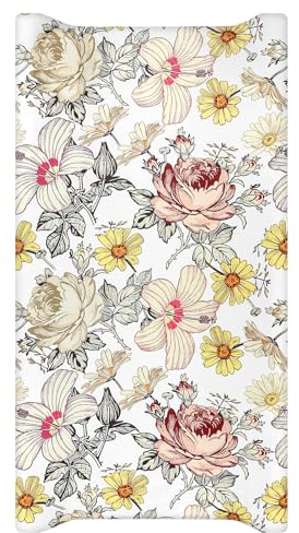 Changing Pad Cover, Diaper Baby Changing Table Covers for Girls & Boys, HNHUAMING Soft Fitted Changing Mat Cover Stretchy Nursery Changing Pad Sheets, Floral (32 X 16 Inches)