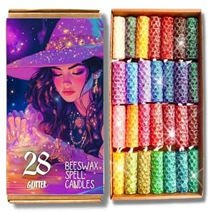 28 Mini-Glitzer-Bienenwachs-Zauberkerzen-Set