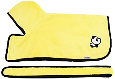 Super saugfähig Mikrofaser Haustier Trocknungsmantel Morgenmantel Handtuch,Schnell Trocknend Hundebademantel Mantel Wickel Badetuch Hund Bademantel mit Magic Tape für mittelgroße Hunde Gelb S