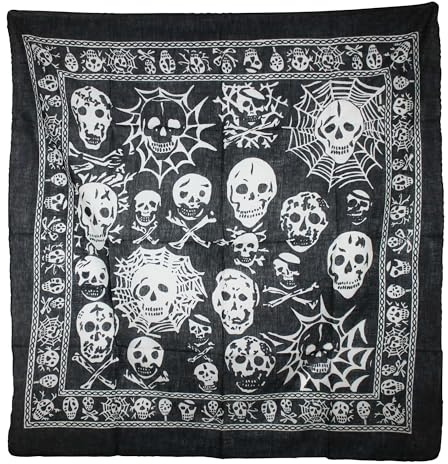 Freak Scene Superfreak® Baumwolltuch mit Totenkopf Muster - Tuch - Schal - 100x100 cm - 100% Baumwolle