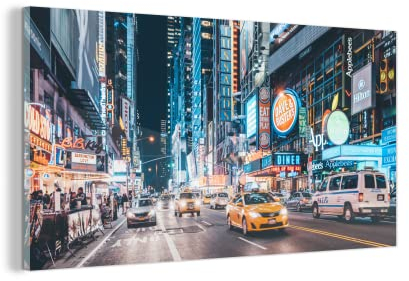 MuchoWow Glasbild Glasfoto Wandbild Bilder Deko 160x80 cm New York - Taxi - Times Square