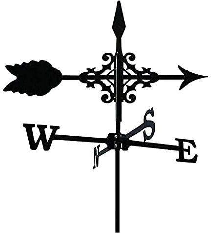 AKSHVA wetterhahn Metall für Garten Wetterfahne aus Metal Edelstahl -Weathervane Weather Weather Vane Black Sprühfarbe Wind Schaufel Außenschuppen Eisenhof Dach Scheunen Dekoration