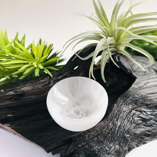 Cuenco de carga de cristal de selenita blanca, cuenco de carga de selenita para limpiar meditación espiritual y recarga, decoración de cristales, regalo de múltiples tamaños (14 cm)