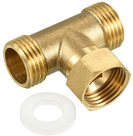 PATIKIL G1/2 Brass 3 Way Diverter, T-Shape Pneumatic Hose Fitting Tee Adapter Connector for Angled Valve Bidet Sprayer Faucet Pipe