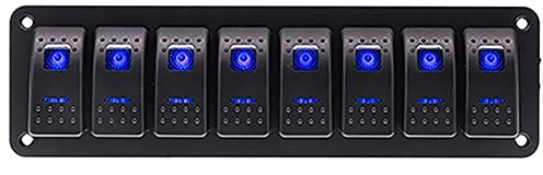 Commuta Pannello Di Commutazione Rocker, Riloer 12V/24V 240W 3/4/5/6/8 Gang Interruttore Pannello Universale Per Auto Rv Yacht Modificato, Con Illuminazione Blu/Verde/Rossa