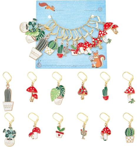 NBEADS Stitch Markers, Enamel Alloy Crochet Stitch Marker Charms Removable Lobster Clasp Locking Stitch Marker for Knitting Weaving Sewing Accessories Quilting Handmade Jewelry
