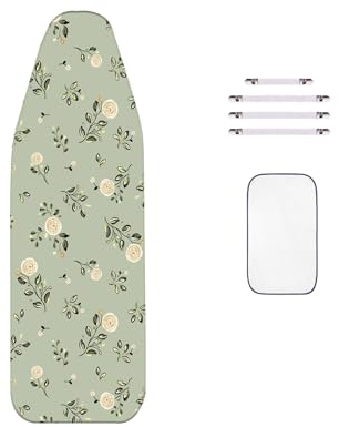 WTAIS Algodón - Funda para Tabla de Planchar, Extra Permeable Al Vapor Estampado Verde Extra Grueso - Diseño de 2 Capas - Cubierta Tablas Planchado, para Grandes Tablas de Planchar a Vapor