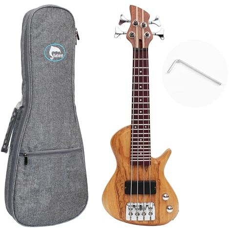 Batking Mini E-Bass Gitarren Travel Ubass 4 Saiten Ukulele Bass mit Gigbag