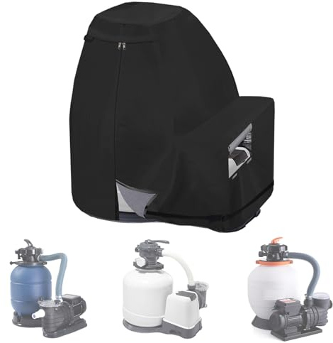 Sobana Sandfilterpumpenabdeckung, 600D wasserdichtes Oxford-Gewebe, oberirdische Poolpumpenabdeckung, geeignet für die meisten 43,2 - 50,8 cm Sandfilterpumpen auf dem Markt (universeller Stil)
