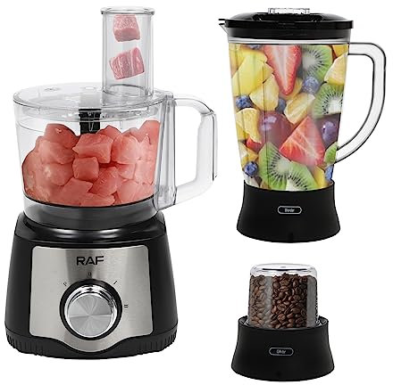 Robot da cucina e spremiagrumi, 600 W, 7 in 1, multifunzione, con lame in acciaio inox, 16000 giri/min, per tagliare, grattugiare e impastare per piantare frutta e verdura, carota, patate