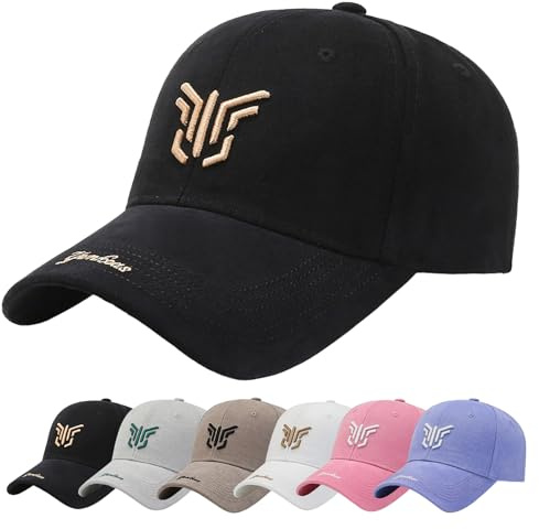 Enwokran Cappellino da Baseball da Uomo con Visiera, Unisex Cotone Regolabile Anti-Sole Ricamo Berretti da Baseball Cappellini per Sport All'aperto,Trucker Cappello Hip Hop papà (Nero)