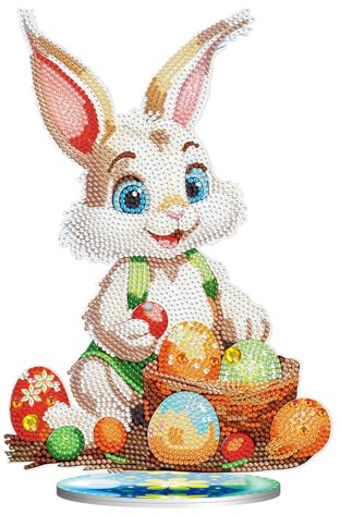 NSXIN 5D Diamond Painting Ostern Deko, DIY Diamant Malerei Bilder Kit Ostern Tisch Dekoration, Handwerk Applique Mosaik Hase Ostereier Dekoration (Stil M)