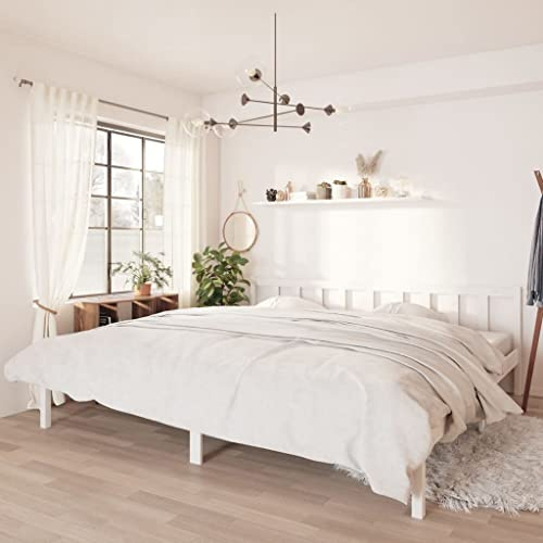 TREISL Bettgestell aus massivem Kiefernholz, 180 x 200 cm, weiß, Bettgestell aus Holz, bequem, Bettmöbel, Doppelbett, moderne Einrichtung für Doppelbett
