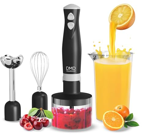 DMD Collective - 5-in-1 Hand Blender Set, Immersion Stick Blender, Compact Food Processor, Fruit and Veg Mini Chopper, Stainless Steel Blades, 500ml Blender Bowl, 700ml Beaker 350W
