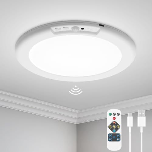 wowatt Plafon LED Techo con Sensor de Movimiento Radar - Lampara Led Techo con Sensor Crepuscular 19CM 3000K 4500K 6500K Modernos Plafón LED Redonda IP44 Dimmable para Cocina Baño Dormitorios