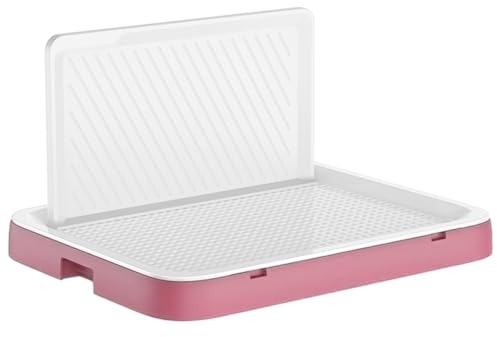 Pasdrucn Hundetoilette Wohnung, Balkon Indoor Hundetoilette Mit Tablett, Hundeklo Für Zuhause, Hundekotsammler Mit Urin Trennwand, Welpentoilette Für Kleine Hunde,Schnelle Drainage (L,Rosa)