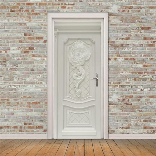Türtapete Selbstklebend Weißes Relief 77 X 200 Cm Türtapete Selbstklebend Türfolie Türposter 3D Vinyl Folie Türdeko Tapete Wandbild Türtattoo - Kinderzimmer Wohnzimmer Küche Schlafzimmer Tür