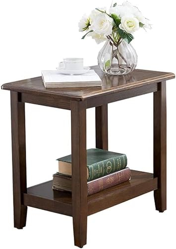CuNtoHHH Couchtisch aus Eiche, zweistöckige Struktur, moderner Beistelltisch für das Wohnzimmer, Sofaecken, Kleiner runder Tisch aus Holzscheit, Satztische (Farbe: A)