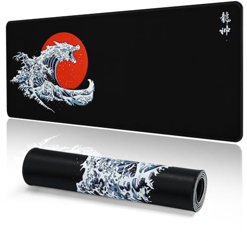 EFISH Gaming Mouse Mat Large Mouse Pad (31.5 x 11.8) Washable Laptop Desk Pad, Japanese Keyboard Pad, Non-Slip Rubber Base Desk Mat for Macbook, PC, Laptop, Office