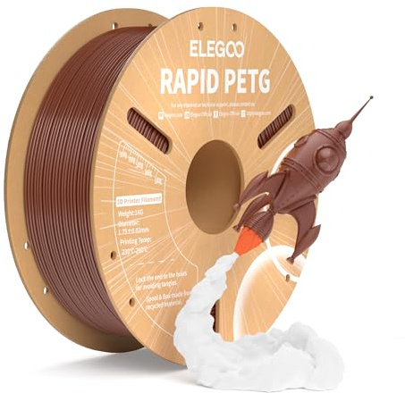 ELEGOO Rapid PETG Filament 1.75mm Braun 1KG | High-Speed bis 600mm/s 3D Drucker Filament, Maßgenauigkeit +/- 0,02mm, 1kg Spule (2.2lbs), Kompatibel mit FDM 3D Drucker