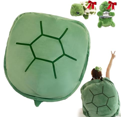 Multifunctional Giant Wearable Tortoise Shell Pillow for Adults Giant Wearable Turtle Shell Pillow Huge Turtle Shell Wearable Pillow Weighted Soft (Green, 24)