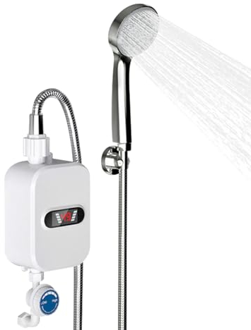 Tagtuell Mini Durchlauferhitzer, Badezimmer Warmwasser Elektro Warmwasserbereiter mit Dusche Kit, Warmwasserbereiter für Küche Bad Zuhause, Schnelles Aufheizen