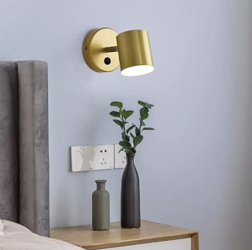 SSNCcNC Gold, LED Wandlampe mit schalter Leselampe Flurlampe Nachtbeleuchtung Moderne Bett Leselicht Verstellbarer Kopf Deckenspot Eisen Wandleuchte Bettlampe Schlafzimmer Wohnzimmer Hotel