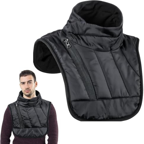 WIYETY Protège-cou ventilé pour moto, tour de cou d'hiver réglable avec fermeture éclair et sac de rangement, protège-cou et protège-poitrine pour moto, équipement d'hiver, pour le cyclisme en plein