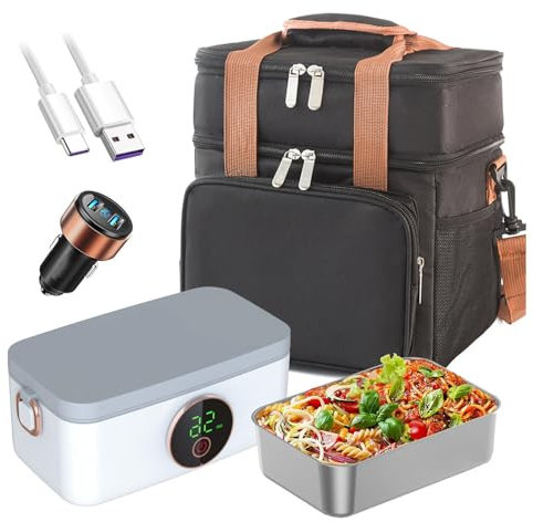 UKLULUAMZ Lunch Box scaldavivande Ricaricabile e Senza Fili, Lunch Box Elettrico per Adulti, Lunch Box riscaldato a Batteria per Uomo