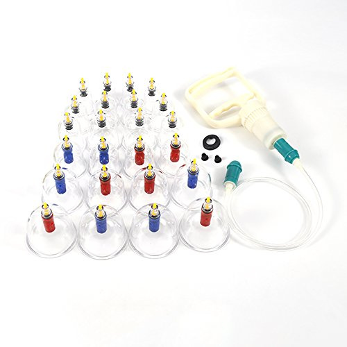 OHMG Kit de 24 Ventouses Thérapeutiques,Ventouses Chinoises et Kiné pour Massage Anti Cellulite et Cupping,Ventouses Dos et Kinesithérapie,Kit Hijama Professionnel
