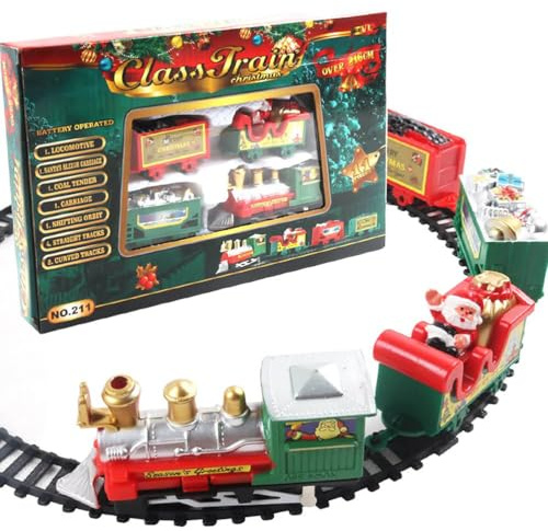 Weihnachts-Elektrozug-Set, Elektrischer Eisenbahn-Zug-Set, Batteriebetrieben, Weihnachtsmann-Zug, Party, Zuhause Unter Dem Weihnachtsbaum, Dekoration,Geschenk